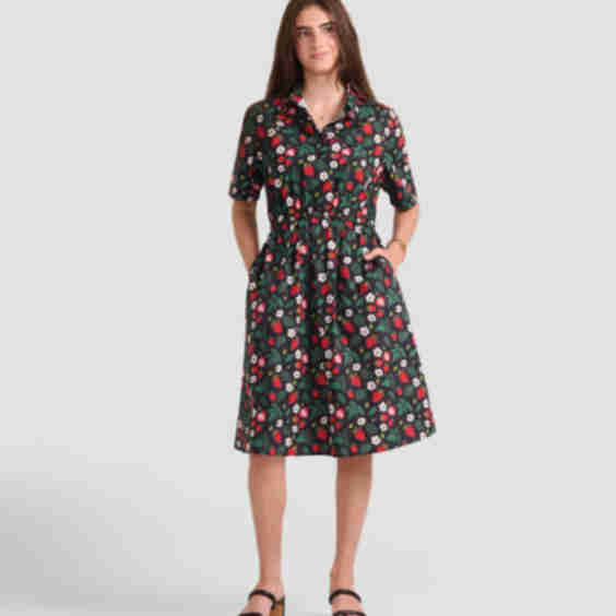 Strawberry Fields Printed Pocket Shirt Dress