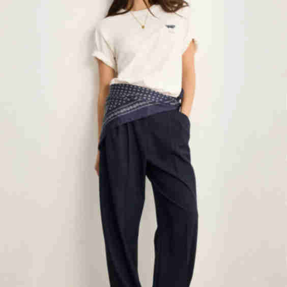  Striped Tailored Trousers with Pleats