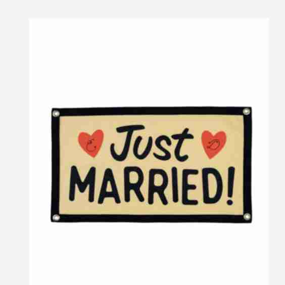 Just Married Camp Flag