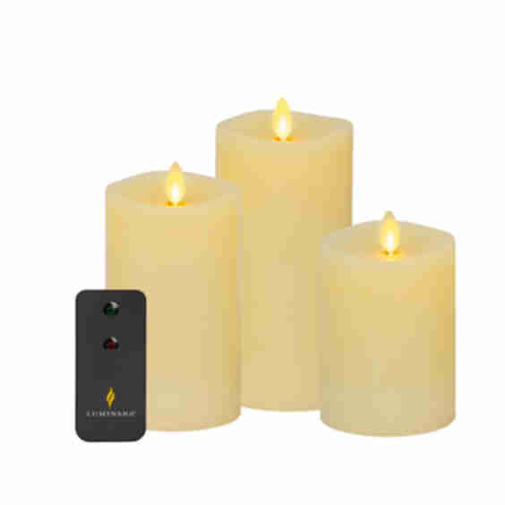 Flameless Candle Pillars with Remote - Melted Top - Set of 3