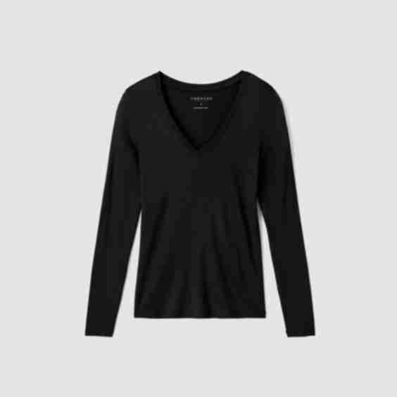 Slim Merino Long Sleeve V-Neck Top