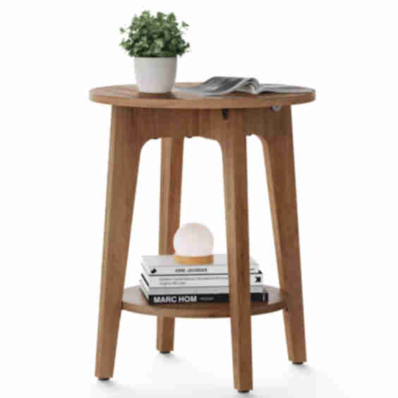 Round Side Table with Lower Shelf