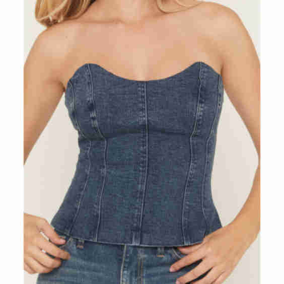 Cleo Strapless Denim Corset Top