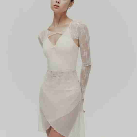Ballet Skirt Mesh With Lace Apricot Coloured Tulle Skirt