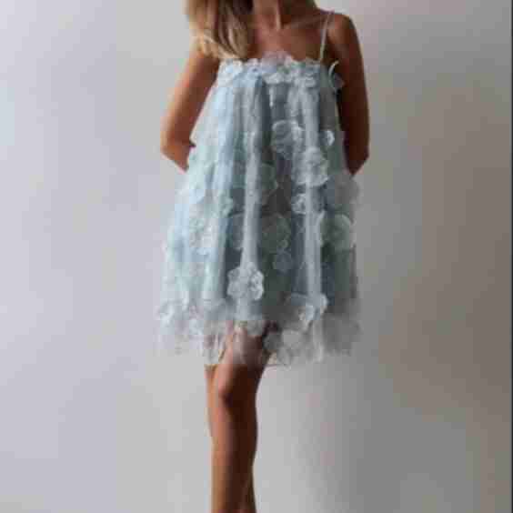 Rhinestone Embroidered Slip Mini Dress
