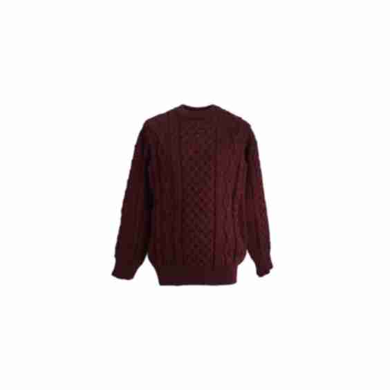Irish Fisherman Aran Sweater Burgundy