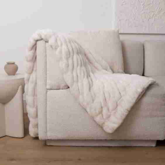 Ribbed Faux Fur Throw