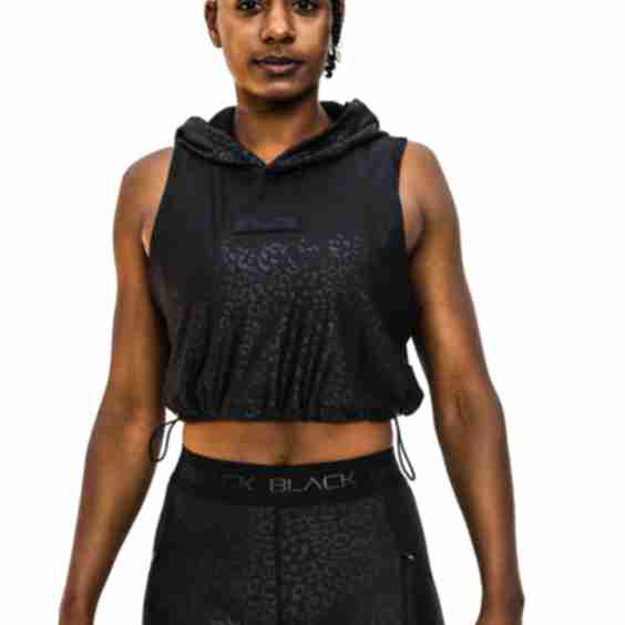 Leopard Sleeveless Crop Hoodie