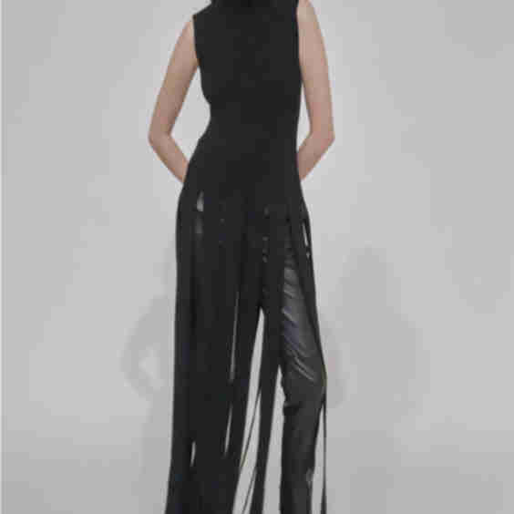 Slashed Hem Turtleneck Top