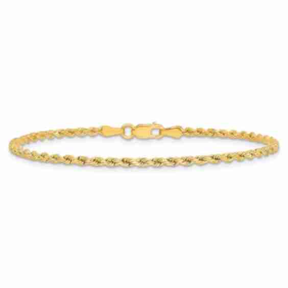 Diamond-Cut Rope 14k Gold Chain Bracelet 2.25mm