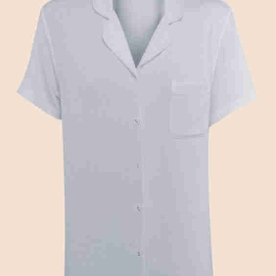 Lyon Ribbed Short Sleeve Button Up Top