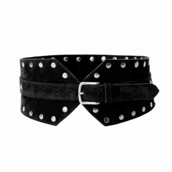 Suede Wide Belt With Silver Studs