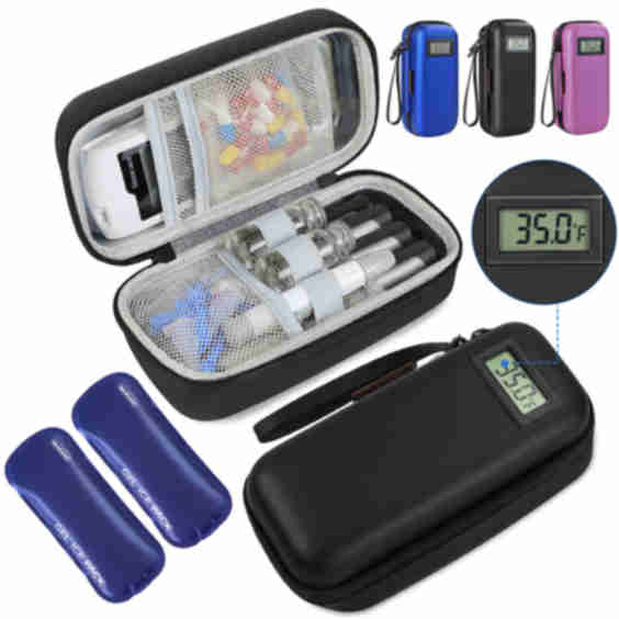 Black Insulin Cooler Travel Case