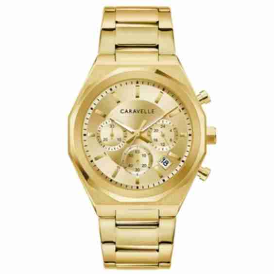 47mm Men's Caravelle Watch with a Champagne Dial and Gold-Tone Bracelet
