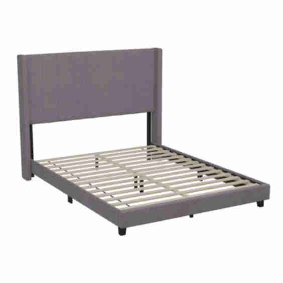 Soren Velvet Upholstered Platform Bed Frame with Wingback Headboard