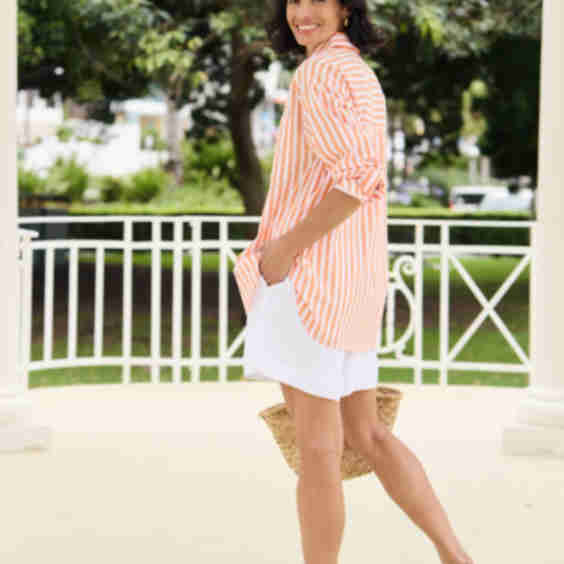 Bertie Stripe Shirt Tangerine