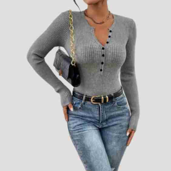 Ribbed Henley Top