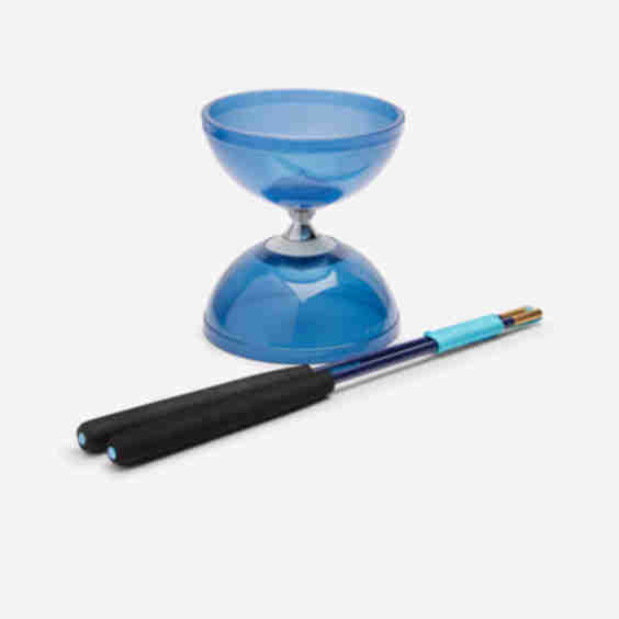 Bearing Diabolo With Fibreglass Sticks And Carrying Bag 500 Blue