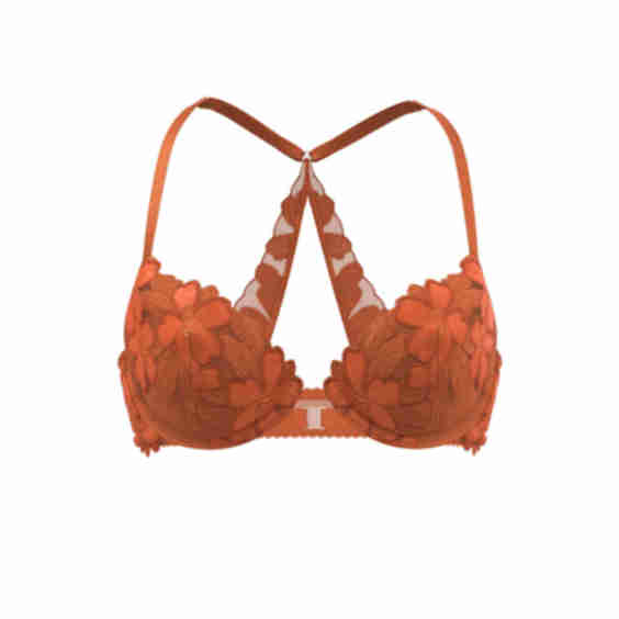 Cecily Floral Lace Push-Up Racerback Demi Bra