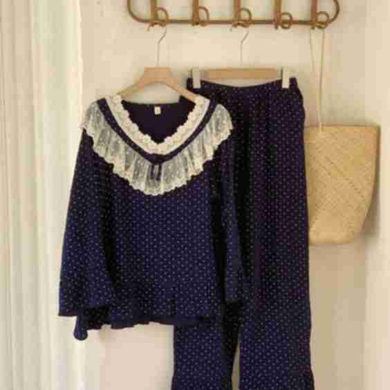Lace Peter Pan Collar Pajama Set