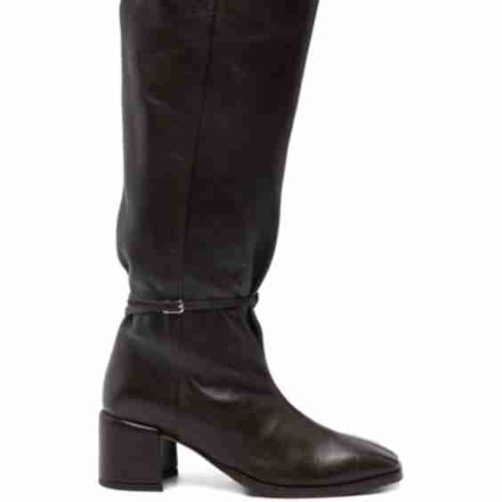 Buckle-Fastening Leather Boots