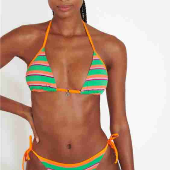 Kimo & Fara Hyperstripe Green Two-Piece Swimsuit