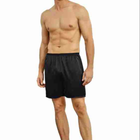 Pure Silk Solid Color Mens Lounge Shorts 