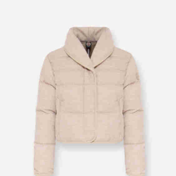 Cropped Down Jacket with Bouclé Effect