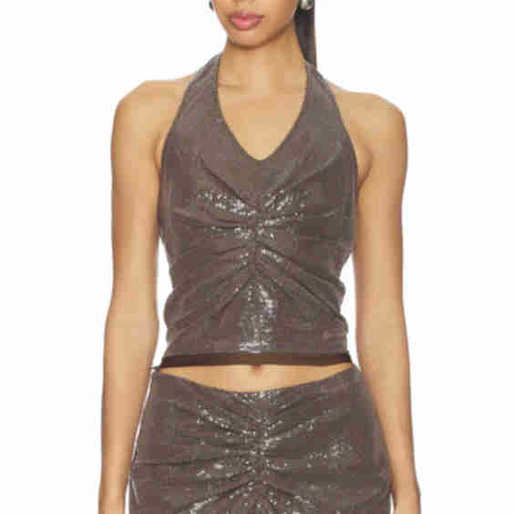 Gather Sequin Halter Top