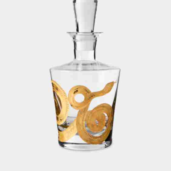 Cabinet of Curiosities Hand Engraved Gilded Crystal Decanter
