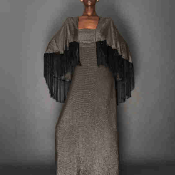 Silk Fringed Shawl Dress