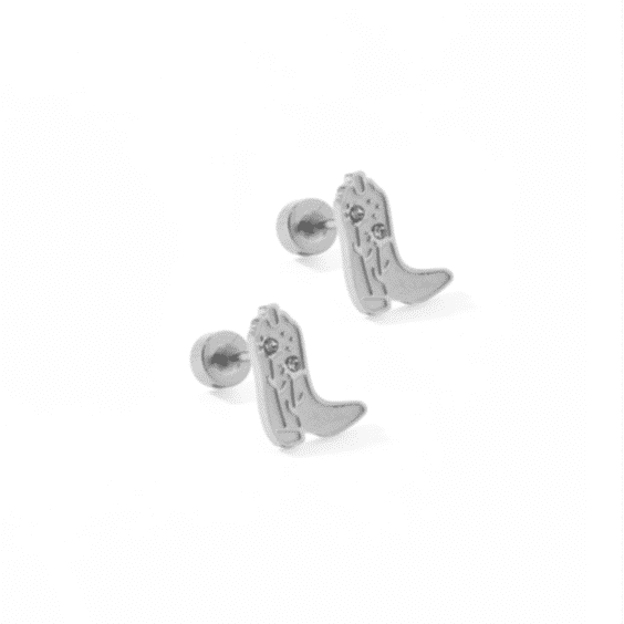 Screwback Stud Earrings-Daisy Cowgirl Boot