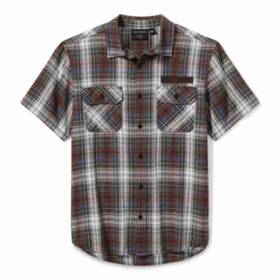 Men's Block Font Yarn Dyed Plaid Shirt