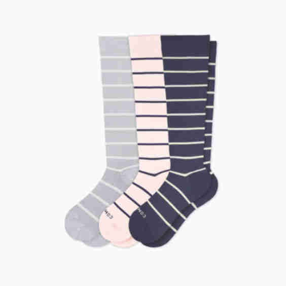 Knee-High Compression Socks – 3 Pack Stripes