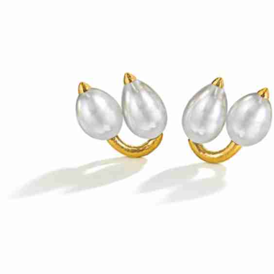 Pearl Twin Bud Earclips