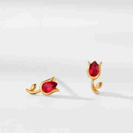 Tulip Ruby Stud Earrings