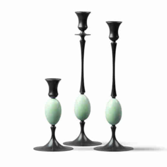 Biedermeier Candlesticks Oxidized With Thrush Egg