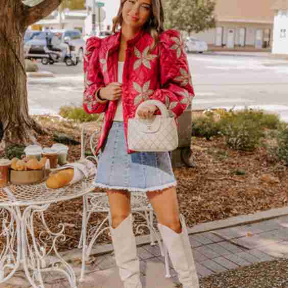 Statement Maker Quilted Jacket In Sangria