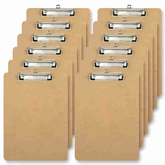 Wood Clipboards, 9" x 12-1/2", 100% Recycled Wood, Pack Of 12 Clipboards