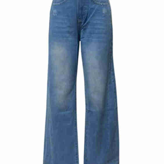 Raw Hem Wide Leg Jeans With Pockets