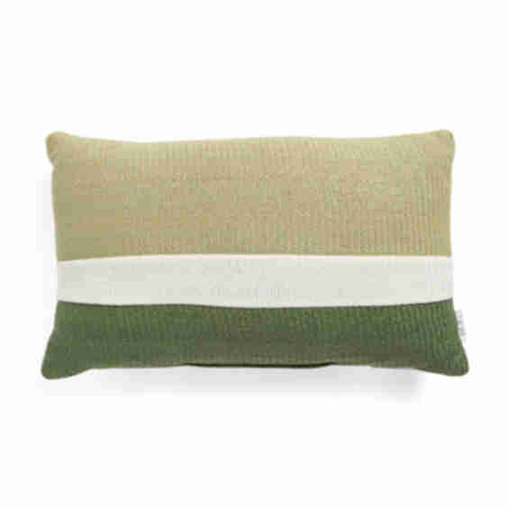 14x24 Block Striped Faux Straw Indoor Outdoor Pillow