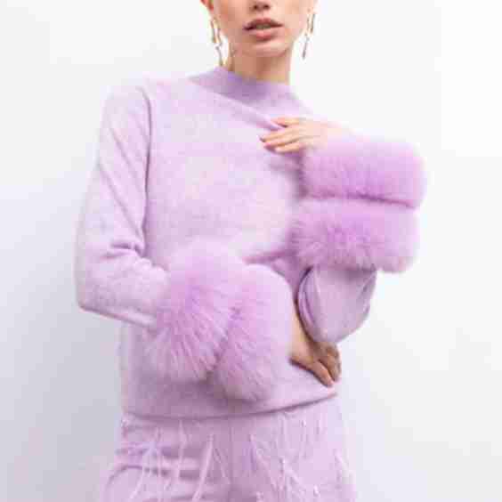 Eva Removable Fur Cuff Wool Sweater