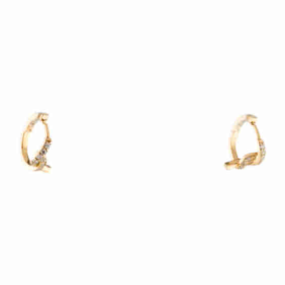 18K Diamond Miniature Twist Huggie Earrings