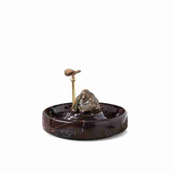 Satyrus Marble Cigar Ashtray With Cast Bronze Gorilla