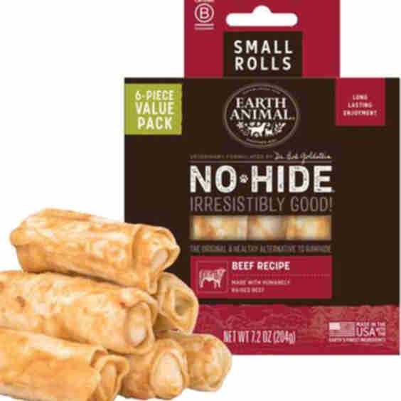 No-Hide Small Rolls Long Lasting Natural Rawhide Alternative Beef Recipe Chew Dog Treats