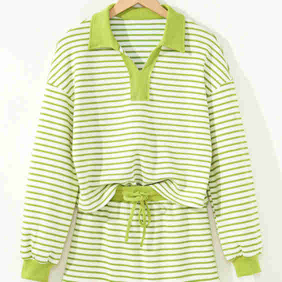 Juniper Stripe Collared Pullover And Skort Outfit