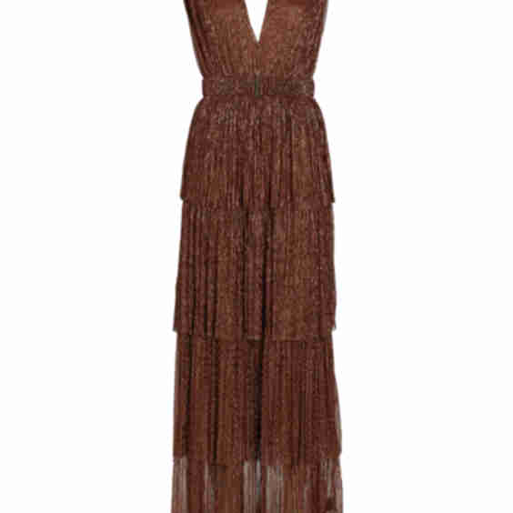 Skylar Tiered Belted Metallic Gown