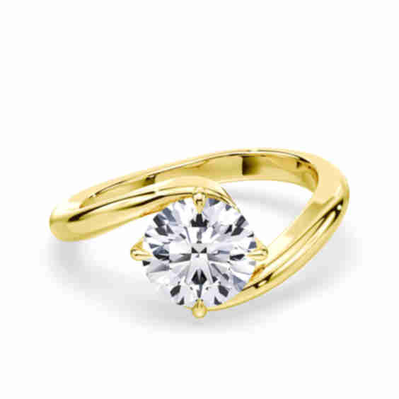 Wave Bypass Solitaire Ring