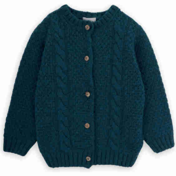 Girls Jessy Twisted Wool Round Neck Long Sleeve Cardigan
