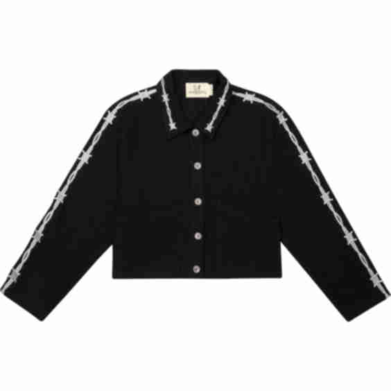 Pammy Crop Thick Linen Jacket Black
